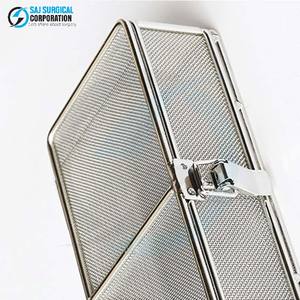 Stainless Steel Manual Wire <b>Mesh</b> <b>Basket</b> Locking Lid Durable Reusable Hospital Sterilization <b>Storage</b> Secure Surgical Instrument - Product Image 5
