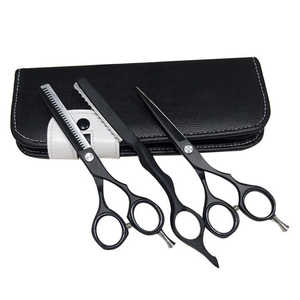 Hair Cutting Scissors <b>Set</b> with <b>Razor</b> Stainless Steel Scissor <b>Set</b> Wiith Leather Case - Product Image 1