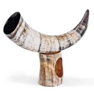 Juego de cuerno de vaca pulido de tamaño personalizado vikingo superior con soporte estilo Animal artesanías naturales para beber cerveza gran oferta - Product Image 6