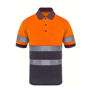 Hi-<b>Vis</b> Visibility Safety Work Polo <b>Shirt</b> 100% Polyester <b>High</b> Reflective Tape Safety Work Clothing <b>Shirts</b> for Men - Product Image 1