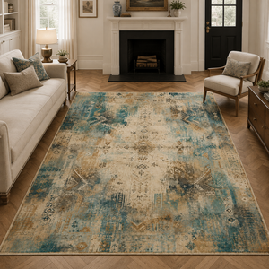 Netline Home Noble Watercolour Muted Green Abstract <b>Washable</b> <b>Rug</b> - Product Image 4