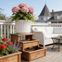 Ensemble de pots à plantes en céramique MDJ, 4 pièces, ronds, blancs brillants, style moderne, pour l'intérieur et l'extérieur, jardin, fleurs