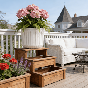 Ensemble de pots à plantes en céramique MDJ, 4 pièces, ronds, blancs brillants, style moderne, pour l'intérieur et l'extérieur, jardin, fleurs - Product Image 3