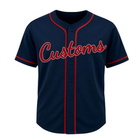 Vêtements d'entraînement sublimés sur mesure, col en V, 100% polyester, séchage rapide, jersey de baseball entièrement boutonné, nom et numéro d'équipe personnalisés