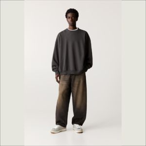 กางเกงยีนส์ขาตรงเข้ารูปลำลองสำหรับผู้ชายกางเกงยีนส์ขาตรงพิมพ์ลายสตรีทแวร์ - Product Image 5