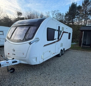 White Caravan Travel Trailer with Bathroom <b>Kitchen</b> Air Conditioning for 4-6 Persons <b>Camping</b> RV - Product Image 1