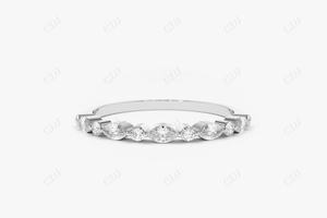 Anillo de Compromiso o Matrimonio Clásico con Diamantes de Laboratorio en Corte Marquesa, Chapado en Oro Amarillo o Rosa de 14k, Media Eternidad con Diamantes Alternados, Certificado IGI - Product Image 2