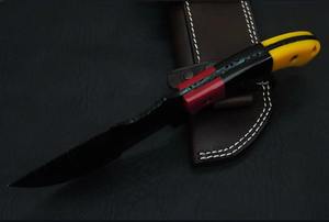 High Quality Black Tracker Bus <b>Craft</b> <b>Knife</b> with D2 Steel Blade Resin Sheath Handle Bamboo Scissors Leather Sheath Hunting Tools - Product Image 4