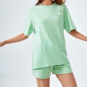 Ensemble de survêtement deux pièces d'été pour hommes, respirant 100% coton, t-shirt et short de haute qualité, tenue de fitness, vente en gros - Product Image 5