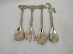 Juego de 2 piezas de alta calidad, diseño de tema personalizado elegante, servidor de ensalada de aluminio, recién llegado, seguro para alimentos, manijas de Metal elegantes de alta calidad - Product Image 6