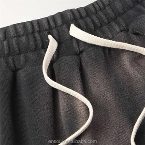 กางเกงเหงื่อพิมพ์ลายพัฟของผู้ชายซักด้วยกรดกางเกงขายาวทรงหลวมขาตรงสำหรับผู้ชาย - Product Image 4