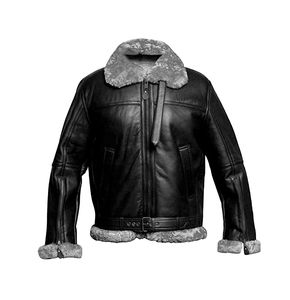 Blouson aviateur en cuir matelassé classique pour homme, chaud et respirant, avec poignets côtelés, imperméable, plusieurs couleurs pour l'hiver - Product Image 5