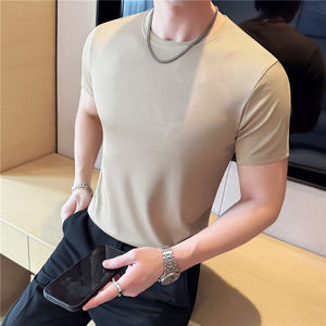 Camiseta de Algodón Grueso para Hombre, 220 g/m², Corte Holgado, Color Sólido, Logotipo Personalizado, OEM, Venta al Por Mayor - Product Image 3