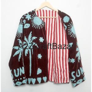 Veste d'hiver en velours brodée à la main pour femmes, approvisionnement ODM, motif floral respirant, vestes à séchage rapide pour femmes - Product Image 6