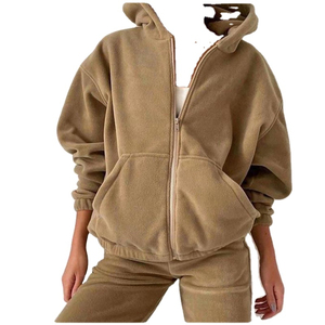 Conjunto Deportivo de Dos Piezas para Mujer, Nuevo, Elegante, Holgado, de Felpa, Informal, 100% Algodón, para Otoño e Invierno - Product Image 2