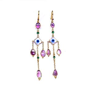 ชุดต่างหูแบบห้อยประดับอัญมณีหลากสีสีทองชุดปาร์ตี้สีเงินสเตอร์ลิง925ชุดต่างหูประดับอัญมณีแบบคลาสสิก - Product Image 1