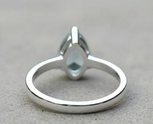 Bague de cocktail minimaliste pour femme en argent sterling S925 avec aquamarine naturelle taille poire, bijoux de fiançailles, de mariage et de fête - Product Image 4