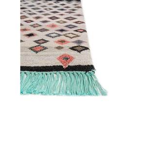 Alfombra Manchaha Azul de Lana y Seda de Bambú Anudada a Mano con Patrón Geométrico Oriental para Sala de Estar o Dormitorio-Les-1973 - Product Image 3