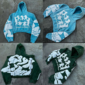 Pull-over personnalisé à imprimé bouffant 3D Sweats à capuche pour hommes de haute qualité 100% coton Vintage délavé à l'acide à manches longues Boxy Fit brodé - Product Image 4