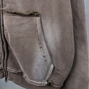 400 GSM lavado ácido desgastado Zip-Up sudaderas con capucha para Hombres estilo pesado grueso suave cálido Casual Streetwear capas sudadera - Product Image 6