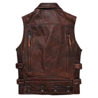 Chaleco de Cuero Genuino para Hombre, Diseño Clásico de Motero, Color Negro, de Alta Calidad, Tendencia de Invierno, Venta Directa de Fábrica, Personalizable