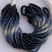 Chaîne de perles facettées rondes en saphir bleu naturel dégradé, modèle 855, 2 mm et 4 mm, qualité AAA, faites à la main en Inde, certifiées IGI
