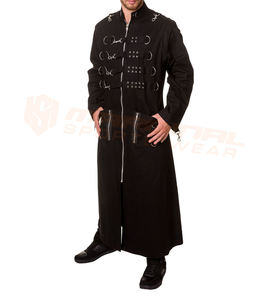 Abrigo Largo de Cuero Sintético Personalizado, Estilo Gótico Punk Vampiro, con Cadenas y Hebillas, Disfraz de Halloween para Hombre - Product Image 3