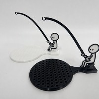 Support à sachets de thé et infuseur à thé amusant, imprimé en 3D sur mesure, motif pêcheur, avec dessous de verre, pour la maison et les cafés