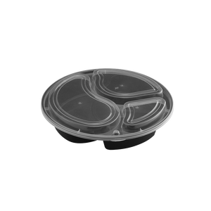 ProTakeOut, Recipientes Redondos para Alimentos de 45 oz con 3 Compartimentos, Aptos para Microondas, con Tapas – 150 Juegos, Libres de BPA, Reutilizables y Resistentes a Fugas - Product Image 1