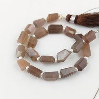 Perles de pierre de lune chocolat 10-12 mm, perles en forme de pépites facettées, brin de perles fait à la main, fabrication de bijoux en vrac, 18-20 perles sur un brin de 8 pouces