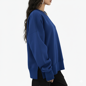 Meilleure fabrication sweat-shirt pour femme 100% coton matériau respirant logo personnalisé impression épaule tombante solide OEM - Product Image 5