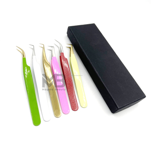 Pince à épiler pour extensions de cils de haute qualité, ensemble personnalisé avec embout personnalisé pour cils, poignée diamantée, antistatique, en acier inoxydable - Product Image 1