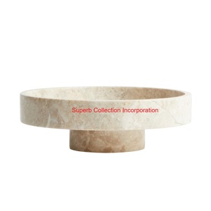 Bol de piédestal en marbre naturel blanc fabriqué à la main élégant service de fruits décoratif pour la décoration de maison de luxe et l'affichage de Table de cuisine - Product Image 4