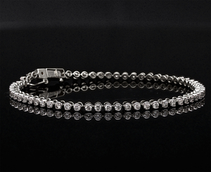 Pulsera DE TENIS simétrica chapada en rodio de oro amarillo atemporal de 14 quilates, brazaletes de diamantes de corte brillante Natural de elegancia diaria - Product Image 2