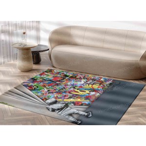 Tapis imprimé - Banksy Boy, tapis doux personnalisé, abstrait, chambre à coucher, tapis en chenille - Product Image 4