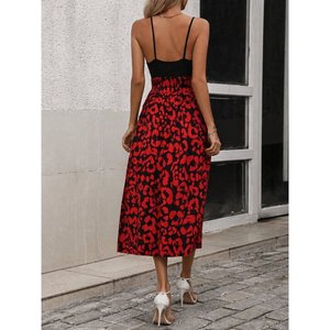 Women's <b>Strappy</b> Wrap Neckline <b>Top</b>, Shimmering Skirt, Supreme Dress, 36786 - Red - Product Image 3