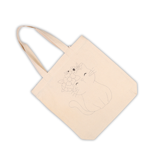 กระเป๋าผ้าแคนวาสสไตล์โบฮีเมียนพิมพ์ลายแมวลายดอกไม้ - Product Image 2