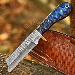 Cuchillo cortador de toro de acero de Damasco hecho a mano OBM DIY Punto de caída para vaquero occidental caza desollado Camping actividades al aire libre - Product Image 5