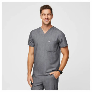 Personalizado Mens Scrub Set Cómodo Hospital Médico Uniformes Cremallera Cuello Ropa de Trabajo con Logo - Product Image 5