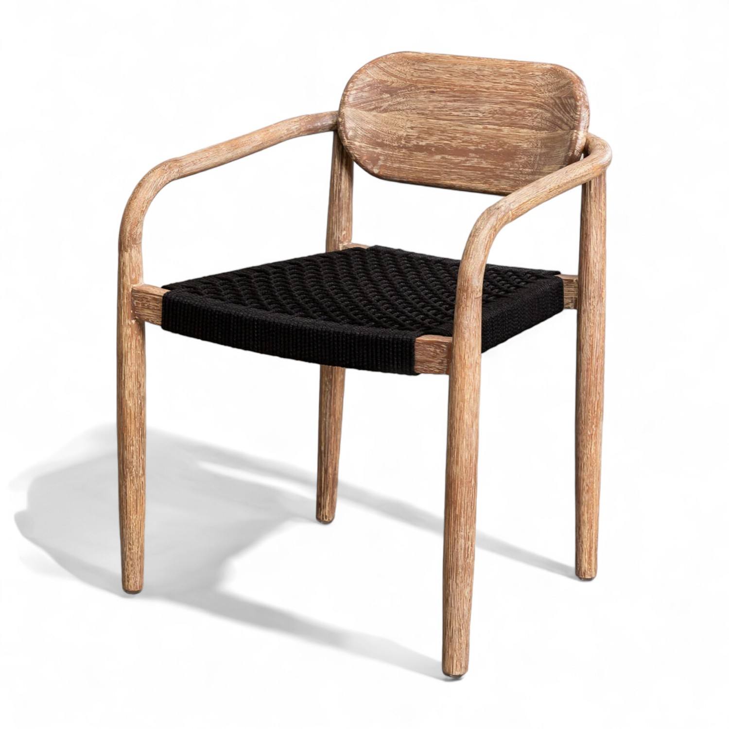 Teak Chair with Rope - Rustic White wash