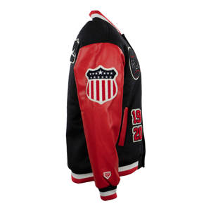 Veste universitaire de haute qualité pour hommes, corps en laine confortable et chaud avec manches en cuir pour l'automne, le printemps et l'hiver - Product Image 3