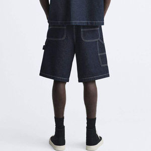 Pantalones Cortos de Mezclilla para Hombre OEM, Estilo Urbano de Verano, Cintura Alta, Resistentes al Viento, Transpirables, Tipo Carpintero, Holgados, con Contraste - Product Image 5