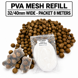 Recharge de filet PVA 32/40mm de large, 8m, soluble dans l'eau, écologique, pour présentation d'appâts, accessoires de pêche pour carpes en eau douce - Product Image 1