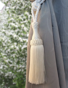 Luxury Big White Tie Back With Tassel. Elegant Drapery for Window Curtain - Product Image 2