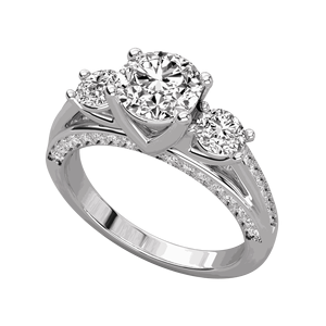 Bague de fiançailles à trois pierres en diamant taille ronde - Product Image 6