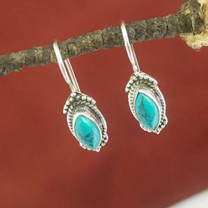 Wholesale 925 Sterling <b>Silver</b> Earrings with Turquoise Cab Gemstone Popular Design for Gift - Product Image 5