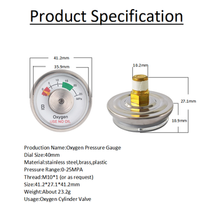 Fábrica feita pequena tamanho <span class=keywords><strong>25</strong></span> <span class=keywords><strong>MPA</strong></span> Dial 40 MM 1.5 "oxigênio cilindro válvula manômetro - Product Image 3