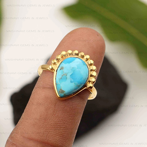 แหวนเงินแท้ 925 ประดับด้วยพลอยโมฮาเวสีฟ้าอมเขียวทรงลูกแพร์ ขนาด 10x14 มม. สำหรับผู้หญิง สไตล์คลาสสิก  จำหน่ายส่งจากผู้ผลิต - Product Image 2