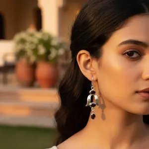 925 Silver Gemstone Jewelry Women's Drop <b>Earrings</b> with <b>Garnet</b> Fashion Accessory - Product Image 2