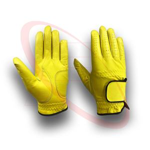 Gants de golf en cuir souple de qualité supérieure durables et respirants fabriqués au Pakistan en couleur jaune Gants de golf Guantes deportivos - Product Image 1